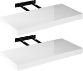 STILISTA Wandplanken Zwevend - Set van 2 - Wandplank - MDF - 80 x 23,5 x 3,8 cm - Hoogglans Wit