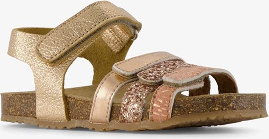 Groot leren meisjes sandalen met glitters goud - Maat 32