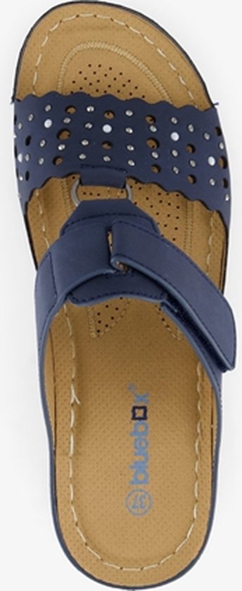 Blue Box dames slippers met perforaties blauw - Maat 37