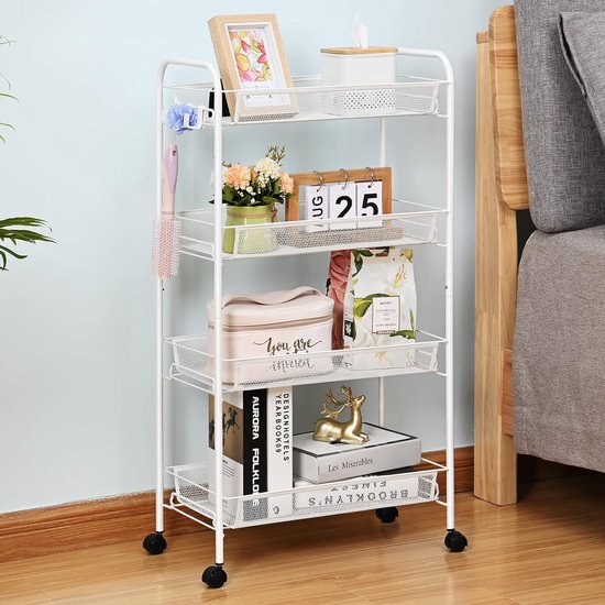 Compacte rollende boekenkar - Mobiele boekenplank met wielen