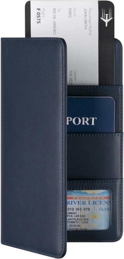 Organisateur Documents Voyage Cartes Housse De Passeport étanche En Simili Cuir – Bleue, Plusieurs Compartiments | Organisateur De Voyage Pour Documents Et Cartes Accessoire Voyage Pratique Léger