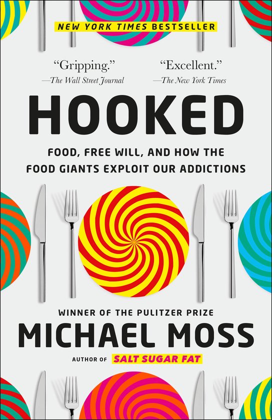 Boek "Hooked" met "New York Times Bestseller"-banner, citaten en een lolly-achtig ontwerp.