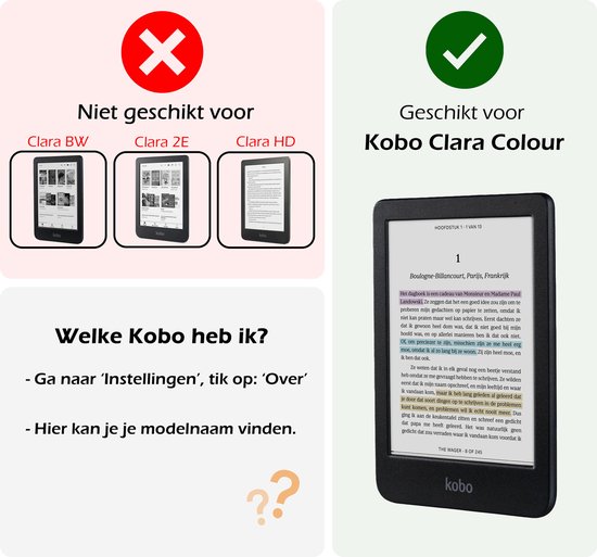 Hoesje Geschikt voor Kobo Clara Colour Hoes Book Case - Hoes Geschikt voor Kobo Clara Colour Hoesje Book Cover Met Screenprotector - Graffity van Hoesje  — afbeelding 2