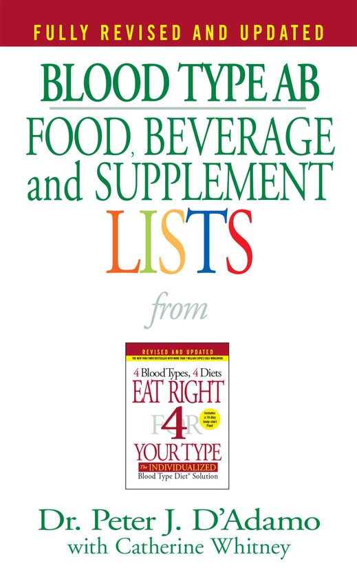 Blood Type AB Food, Beverage, And Supplemental Lists - cover