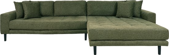 House Nordic Lido hoekbank met chaise longue rechts gericht 4 kussens groen