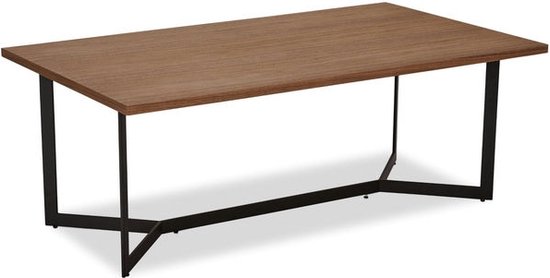 Salontafel Walnoot - Fineer/Metaal - 80x140x52cm - Salontafel Tokyo