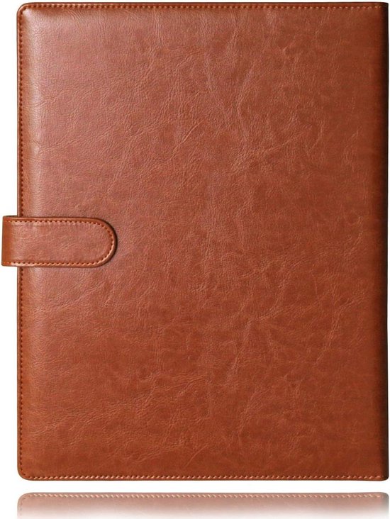 Foto: Map a4 folder conference voor legal pad faux leather foldover schrijven werk portfolio organizer met zakken en kaarthouders bruin certificate holder