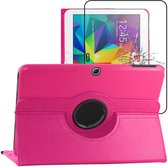 ebestStar - Hoes voor Samsung Galaxy Tab 4 10.1 SM-T530, T533 T531 T535, Roterende Etui, 360° Draaibare hoesje, Roze + Gehard Glas