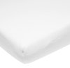 Wit molton stretch hoeslaken met ronde hoeken.