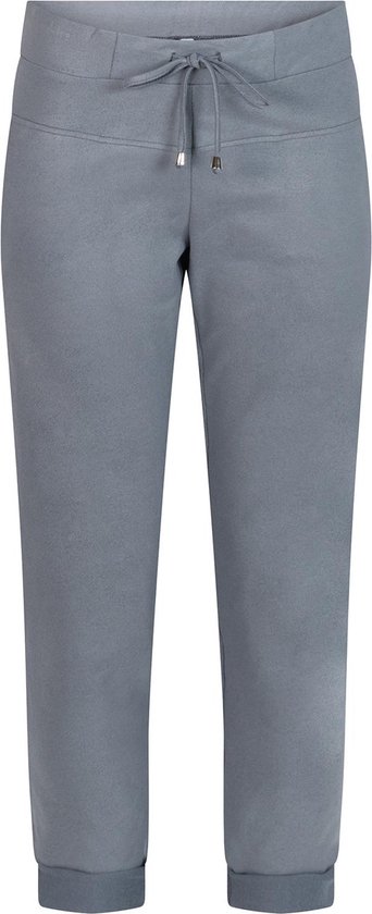 Zoso Broek Charme Coated Luxury Trouser 242 1030 Greyblue Dames Maat - 3XL