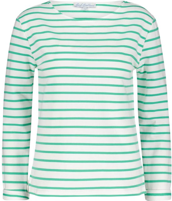 T-shirt bouton rouge Terry Stripe sans imprimé poitrine Srb4165a Fern Femme Taille - XL