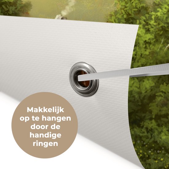 Tuin decoratie Schilderij - Olieverf - Huis - Natuur - Water - 40x30 cm - Tuindoek - Buitenposter