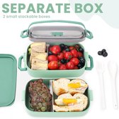 Boîte à déjeuner Bento Box 1600 ML, boîte à déjeuner 2 en 1 PP avec 3 compartiments, boîte à collation durable avec cuillère, boîte à déjeuner pour Adultes et Enfants, boîte à déjeuner pour le travail École , pique-nique , Voyages