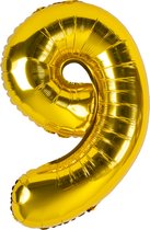 Festivz Gouden Cijfer Ballon 9 - Goud – 81 CM - Decoratie – Feestversiering – Golden - Verjaardag - Bruiloft - Feest