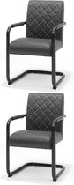 Chaise de salle à manger Lynn - lot de 2 - Micro Cuir Anthracite
