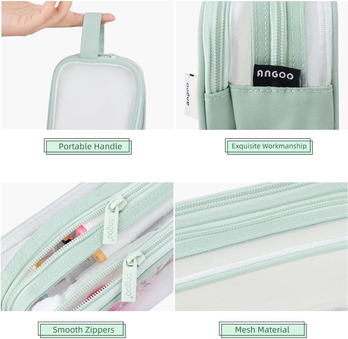 Trousse Transparente 2 Compartiments Fitooles – Idéale Pour Stylos, Maquillage, Organisation Scolaire & Bureau – Portable Et Résistante