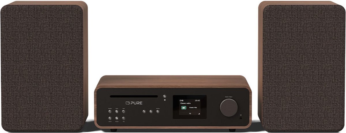Pure Micro HiFi Classic Stereo Home audio-microsysteem 50 W Zwart, Walnoot