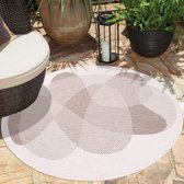 Flycarpets Rond Binnen & Buitenkleed Omkeerbaar - Rio Indoor & Outdoor - Creme / Beige - 120x120 cm