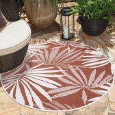 Flycarpets Rond Binnen & Buitenkleed Omkeerbaar - Palm - Rio Indoor & Outdoor - Terra / Creme - 120x120 cm