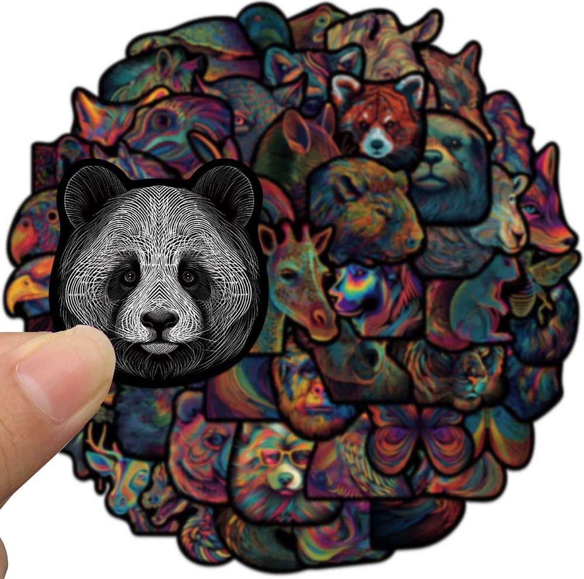 Psychedelisch dieren Stickers 50 Stuks - Luxe Stickers - Skateboard Stikers - Laptop Stickers - Stickers Kinderen - Stickers Volwassenen - Stickervellen - Plakstickers - Stickers Koffers - Bullet Journal