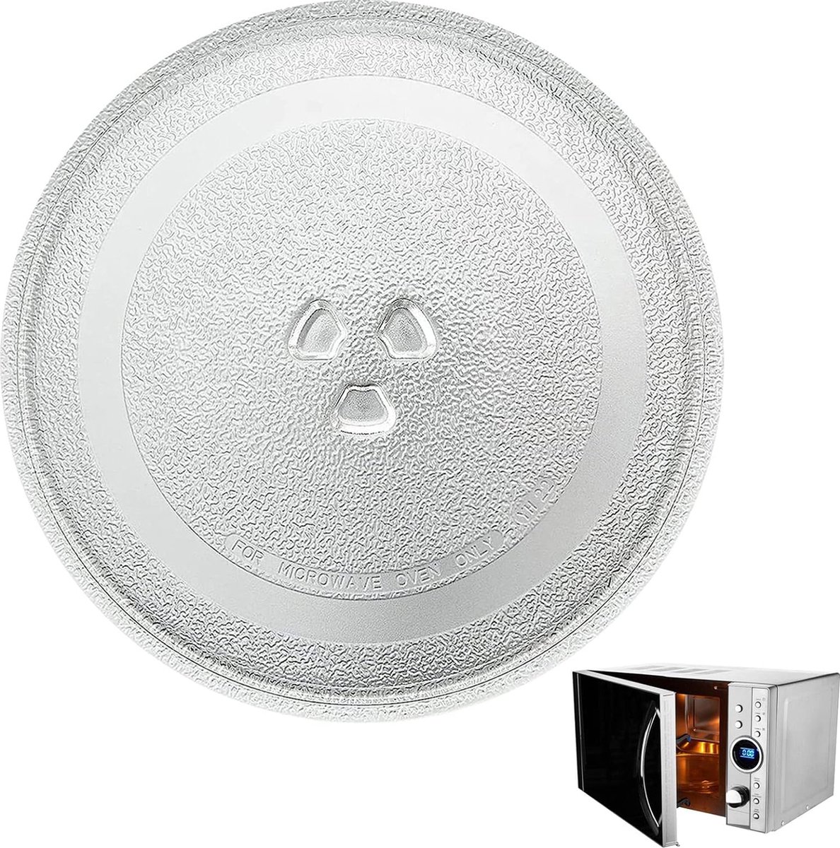 vhbw Glazen magnetronplaat 25,5 cm compatibel met Siemens BF525L, HF12G564, HF12G764, HF15G564 Magnetron - Rotary Plate met Y-vormige bevestiging