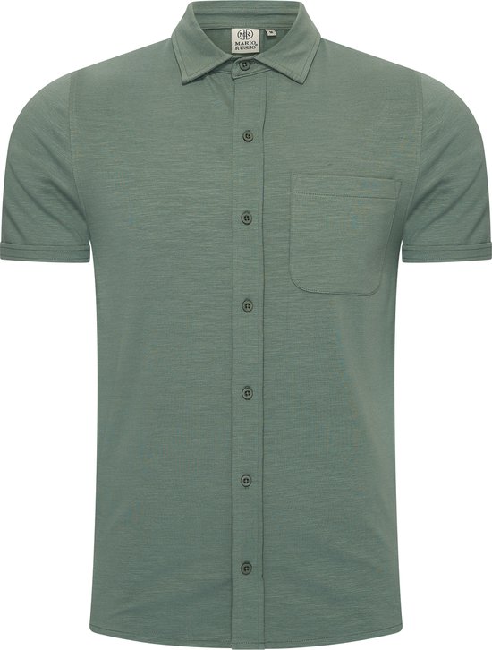 Mario Russo Korte Mouwen Overhemd - Overhemd heren - Polo Shirt Heren - t shirt heren - XXL - Eend Groen