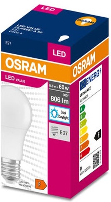 Osram LED E27 - 8.5W (60W) - Daglicht - Niet Dimbaar