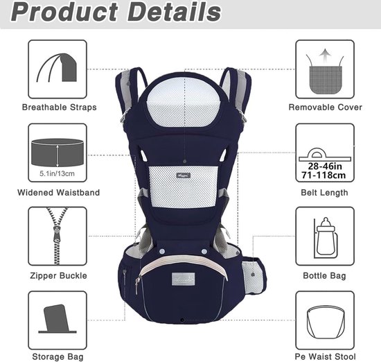 IULONEE Draagzak Met Heupzitje Ergonomische Peuterdragers Rugzak Baby Schouderdrager Verstelbare Voor En Achterkant Pasgeboren 3 Maanden Tot Jaar 7 45 Lbs Groen 1009082954