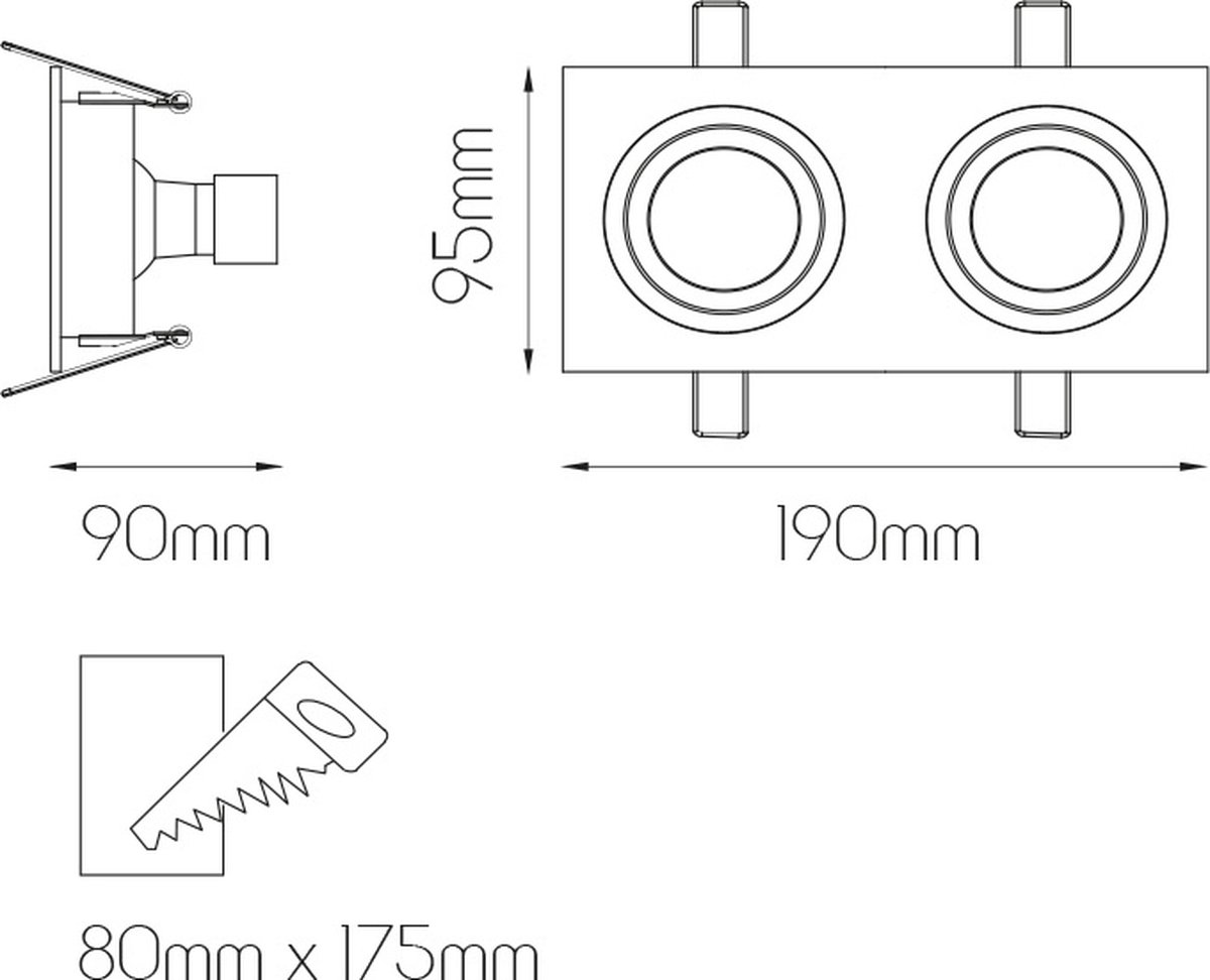 Fantasia ZOOM II inbouwspot zwart 2x GU10 LED dimbaar
