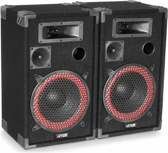 Mega geluidsset met 4 speakers, 2 versterkers en aansluitmateriaal. - Skytec