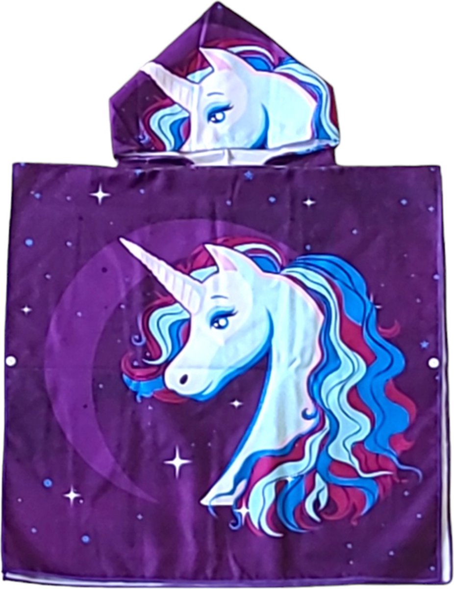 Kids Strand Poncho Unicorn Purple