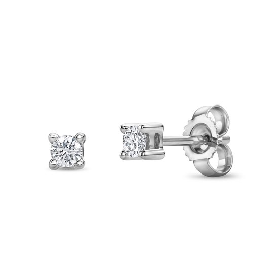 Miore® - Boucles Boucles d'oreilles clous diamant en or blanc - Femme - Or 14 carats - Or blanc - Diamant créé - Diamond 0,158 carat - Sans allergène - Clous - Bijoux faits à la main de haute qualité