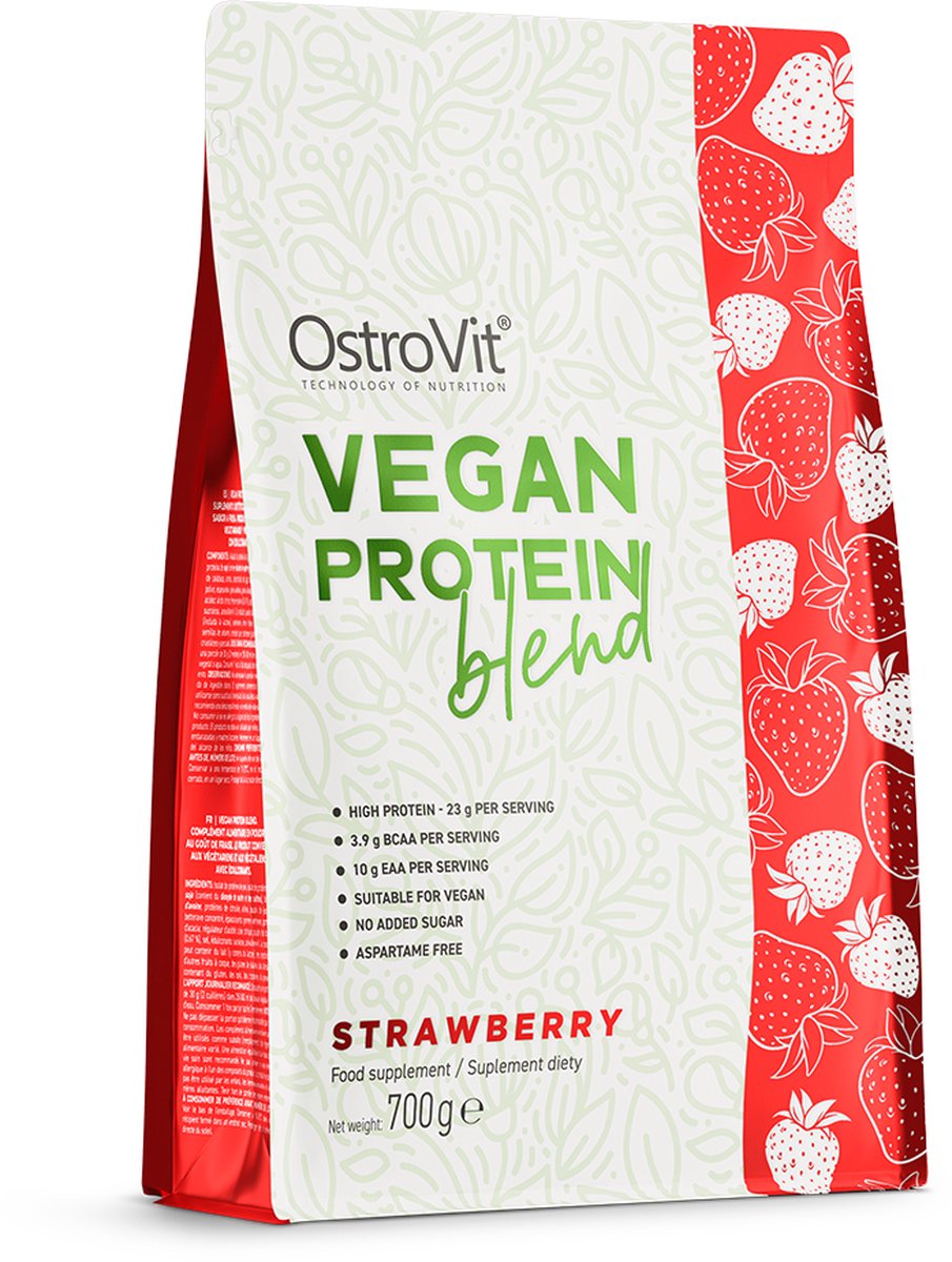 Goedkoopste Protein Poeder - OstroVit Vegan Protein Blend 700 g - Aardbei