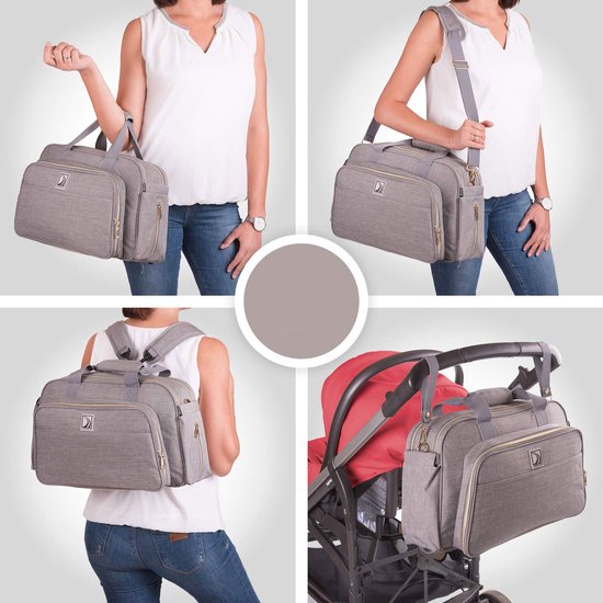 Sac à couches avec matelas à langer - Sacs à langer avec lit bébé - Grand sac à couches avec berceau - Sac à couches Sac de chambre d'enfant avec lit de bébé - Sac de chambre d'enfant - Grijs