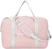 handbagage 45 x 36 x 20 opvouwbare reistas voor onder de stoel, draag- en handtas voor overnachten voor dames en heren, roze, 25L