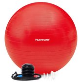 Tunturi Anti Burst Fitness bal met Pomp - Yoga bal 55 cm - Pilates bal - Zwangerschapsbal – 220 kg gebruikersgewicht - Incl Trainingsapp – Rood
