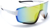 Tourmalet Blanc Jaune- Matt Wit Sportbril met UV400 Bescherming - Unisex & Universeel - Sportbril - Zonnebril voor Heren en Dames - Fietsaccessoires