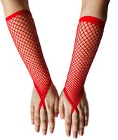 BamBella® Vingerloos Net handschoenen - One Size - Rood- Visnet handschoenen - Feest - Gothic Carnaval