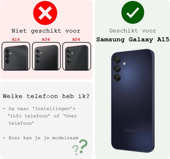 Coque pour Samsung A15 Coque Siliconen Back Cover Case - Coque pour Samsung Galaxy A15 Case Cover Case - Zwart - 2 Pièces