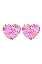 Boucles d'oreilles Perles coeur avec strass Glas Fuchsia