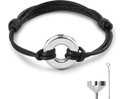 Luxe As Armband - Verstelbaar - 18-28 CM - Met Ashanger - Voor As, Haren of Parfum - Assieraad - Gedenksieraad - Urn - Incl. As vuller en Opbergzakje - Strong Silver
