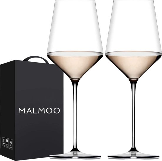 Malmoo Wijnglazen - Witte Wijn - 425mL - 2st - Cadeauverpakking - Kristalglas