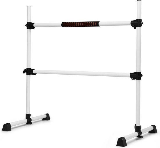 Foto: Costway draagbare verstelbare ballet barre dubbele fitness balletstang dans ballet barre 124 x 71 x 120 cm wit