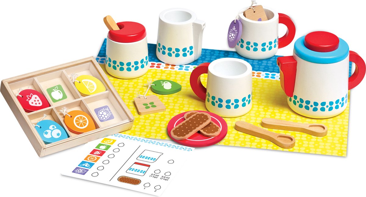 Melissa & Doug 20-delige houten theeset Speeleten en keukenaccessoires