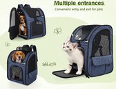 reistas voor katten en honden, uittrekbaar, opvouwbaar, maximale draaglast 8 kg, voor reizen in de trein, auto, restaurant, vliegtuig, grijs (blauw, gaasvenster).