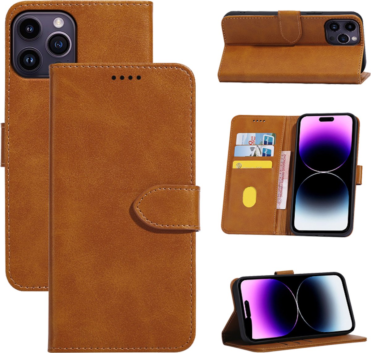 Hoesje geschikt voor Samsung Galaxy A41 - Bookcase - Pasjeshouder - Portemonnee - Kunstleer - Lichtbruin