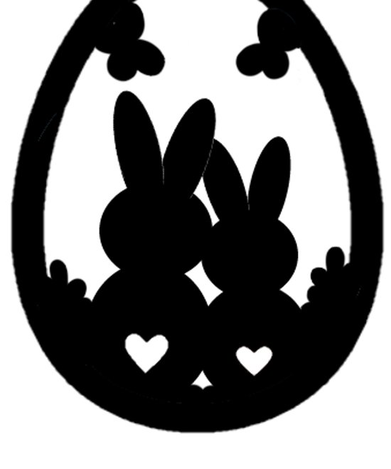 Little1gifts - Raamsticker Pasen - Paasei met konijnen - Groot - Zwart