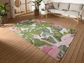 Flycarpets Flair Binnen & Buitenkleed Vloerkleed Tropical Flamingo - Multi - 80x165 cm