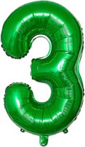 LUQ - Cijfer Ballonnen - Cijfer Ballon 3 Jaar Groen XL Groot - Helium Verjaardag Versiering Feestversiering Folieballon