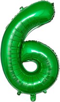 LUQ - Cijfer Ballonnen - Cijfer Ballon 6 Jaar Groen XL Groot - Helium Verjaardag Versiering Feestversiering Folieballon